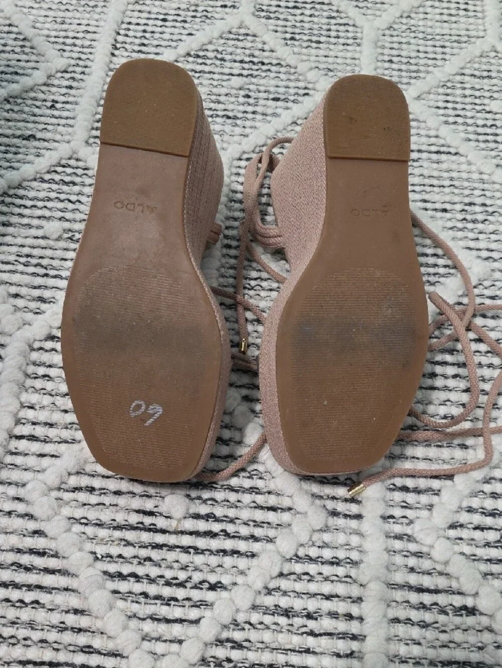 ALDO Nude Blush Platform Wedge Sandals with Clear Toe Strap